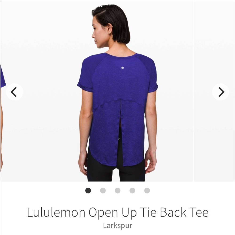 Lululemon Open Up Tie Back Tee Size 8 Larkspur